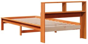 Cama com estante sem colchão 90x190cm pinho maciço castanho-mel