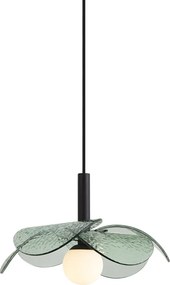 Candeeiro Pendente de Design Preto com Vidro Verde - Kemner