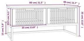 Mesa de centro 80x40x35 cm derivados de madeira/ferro branco