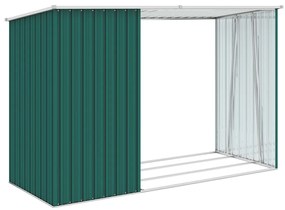 Abrigo de lenha para jardim 245x98x159 cm aço galvanizado verde