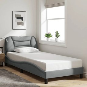 Estrutura de cama sem colchão 90x190 cm tecido cinzento-claro