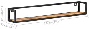 Prateleiras de parede 2 pcs 120 cm madeira de mangueira áspera