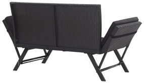 Banco de jardim c/ almofadões 176 cm vime PE preto