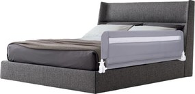 Barreira de Cama para Crianças Dobrável de 120 cm com Capa Removível e Lavável e Correia de Segurança Cinzento