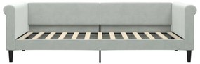 Sofá-cama com colchão 90x200 cm veludo cinzento-claro