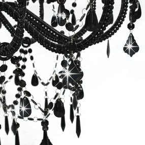Lustre com contas lâmpadas 12 x E14 preto