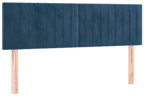 Cama box spring c/ colchão/LED 140x190 cm veludo azul-escuro