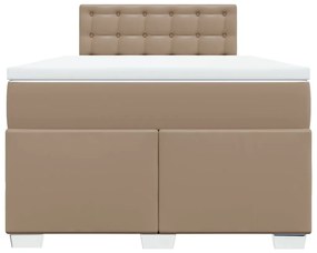 Cama boxspring c/ colchão 120x190cm couro artificial cappuccino