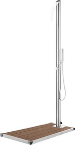 vidaXL Chuveiro de jardim c/ base castanha 225 cm aço inoxidável