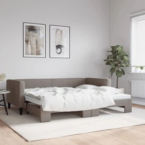 Sofá-cama com gavetão 90x200 cm tecido cinzento-acastanhado