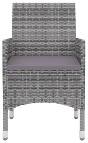 3 pcs conjunto de jantar p/ jardim c/almofadões vime PE e vidro