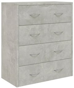 Aparador com 4 gavetas 60x30,5x71 cm cinzento cimento