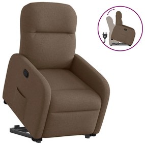 vidaXL Poltrona reclinável elevatória tecido castanho