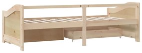 Sofá-cama de 3 lugares com gavetas 90x200 cm pinho maciço