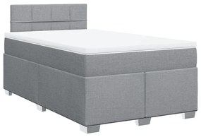 Cama boxspring com colchão 120x190 cm tecido cinzento-claro