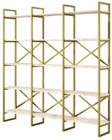 Estante VG6 – Mármore Branco e Dourado – 170x175x30 cm