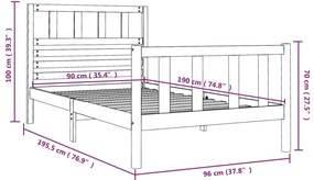 Estrutura de cama solteiro 90x190 cm madeira maciça
