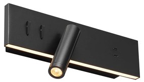Candeeiro de parede preto ajustável com USB-C incl. LED - Modric Moderno