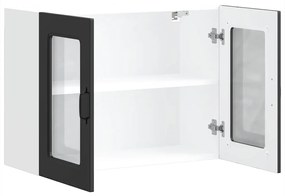 Armário de parede de cozinha porta vidro Kalmar preto