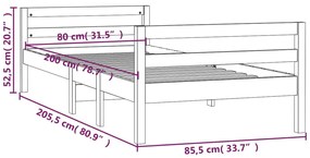Estrutura de cama sem colchão 80x200 cm pinho maciço branco