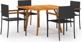 vidaXL 5 pcs conjunto de jantar para jardim preto