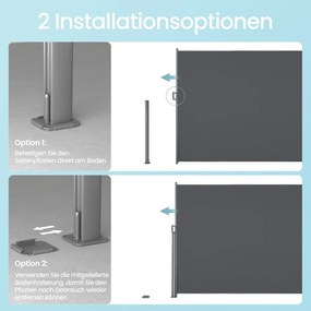 Toldo lateral, cortina lateral extensível 160,1 x 300,1 cm, proteção visual antracite