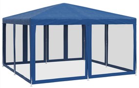 Tenda p/ festas c/ 8 paredes laterais malha 4x4 m PEAD azul