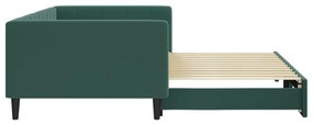 Sofá-cama com gavetão 100x200 cm veludo verde-escuro