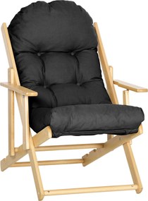 HOMCOM Poltrona Reclinável Dobrável com Almofadão Capitonné 71x89x96 cm Preto | Aosom Portugal
