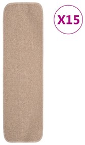 340403 vidaXL Tapetes antiderrapantes retang. p/ escadas 15 pcs 75x20 cm bege