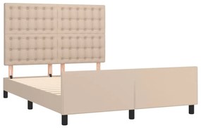 Estrutura cama cabeceira 140x200 cm couro artificial cappuccino