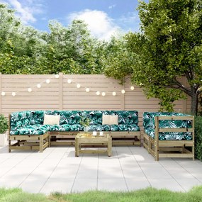 8 pcs conjunto lounge de jardim madeira de pinho impregnada