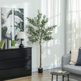 Oliveira Artificial Planta Artificial Decorativa de Interior com 40 Azeitonas Decoração  Ø15x180 cm Verde