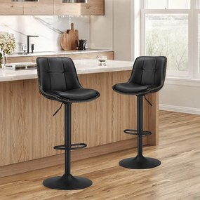Conjunto de 2 bancos altos bar com encosto Preto