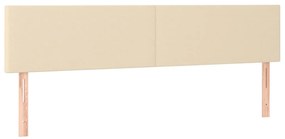 Cama box spring c/ colchão e LED 200x200 cm tecido cor creme