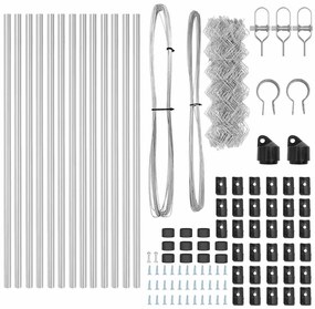 Conjunto de Postes de Cerca Prateado 0.8 x 25 m Aço Galvanizado