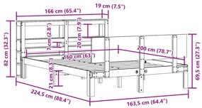 Estrutura de cama com cabeceira 160x200 cm pinho maciço