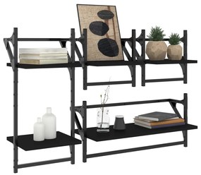 4 pcs prateleiras de parede derivados de madeira preto