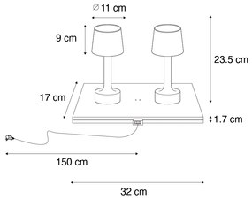 LED Conjunto de 2 Candeeiros de Mesa Dourados com Bege RGBW Recarregáveis - Elise Moderno