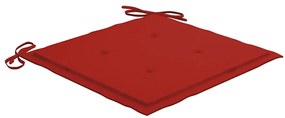 Cadeiras de jardim c/ almofadões vermelhos 6 pcs teca maciça