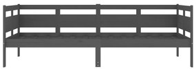 Sofá-cama 90x200 cm madeira de pinho maciça cinzento