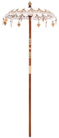 vidaXL Parasol Balinês Outros Creme x 260 cm Algodão e madeira sólida