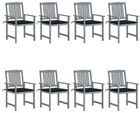 vidaXL Cadeiras de jardim c/ almofadões 8 pcs acácia maciça cinzento
