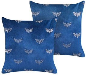 Conjunto de 2 almofadas decorativas em veludo azul marinho 45 x 45 cm YUZURI Beliani