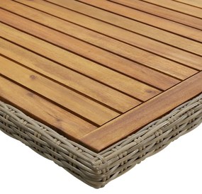 Mesa de jantar jardim 200x100x74 cm vime PE castanho