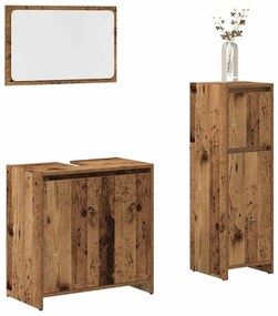 vidaXL 3 pcs conj. móveis casa banho derivados madeira madeira velha