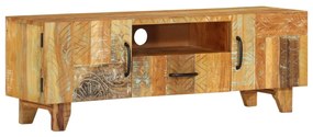 Móvel TV esculpido à mão 120x30x40cm madeira recuperada maciça