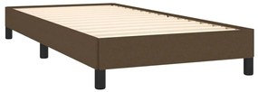 Estrutura de cama sem colchão 90x190 cm tecido castanho-escuro