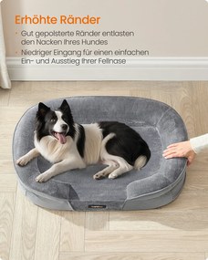 Cama para cães com bordas elevadas 91 x 68 x 18 cm cinza claro