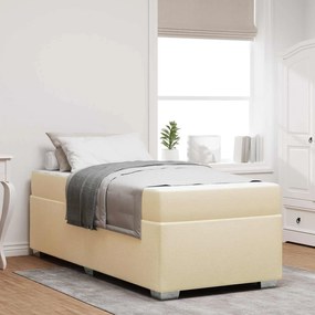 vidaXL Estrutura da Cama com colchão Creme 90 x 190 cm tecido